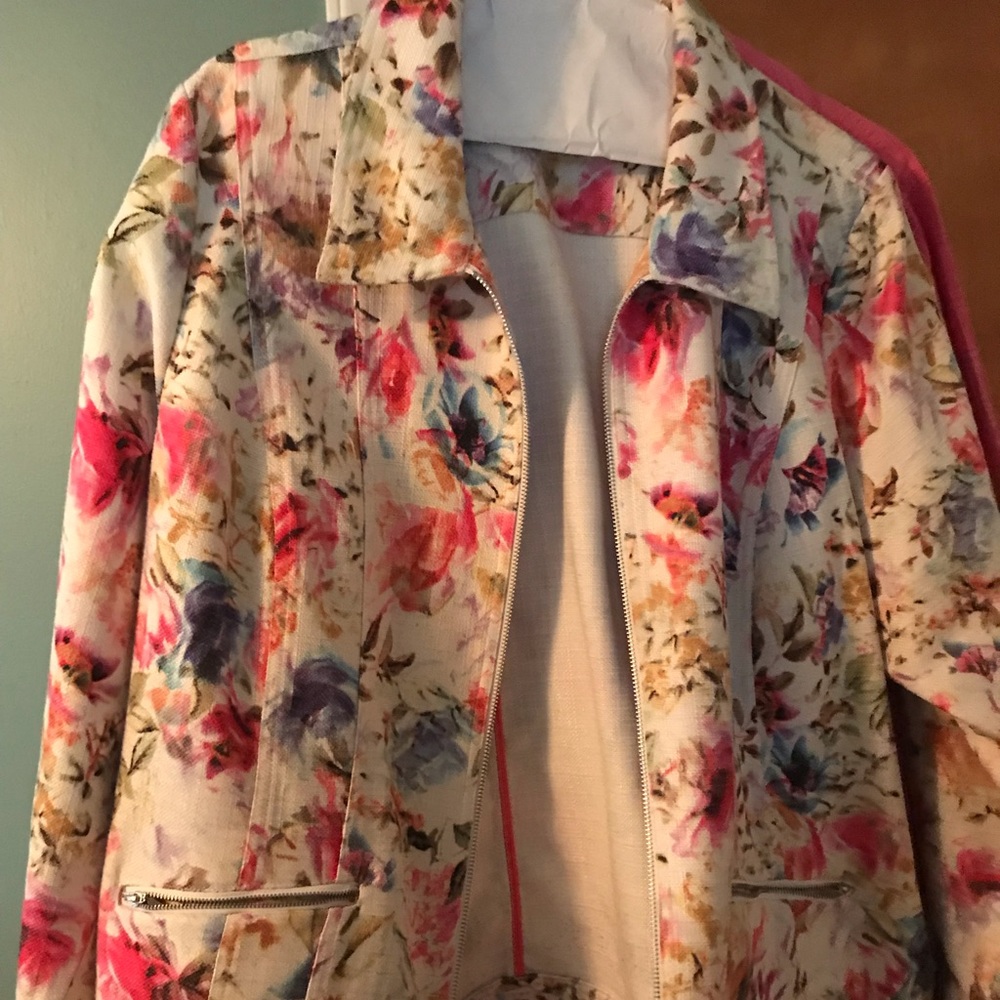 GUC 2x cj Banks floral jacket spring pink